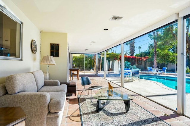 interior space with floor to ceiling windows