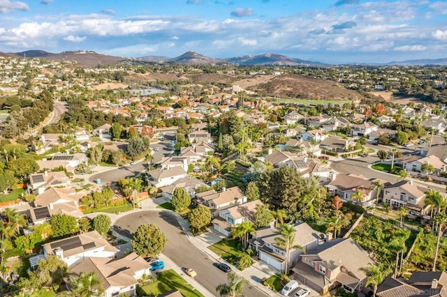 birds eye view of property featuring a mountain view