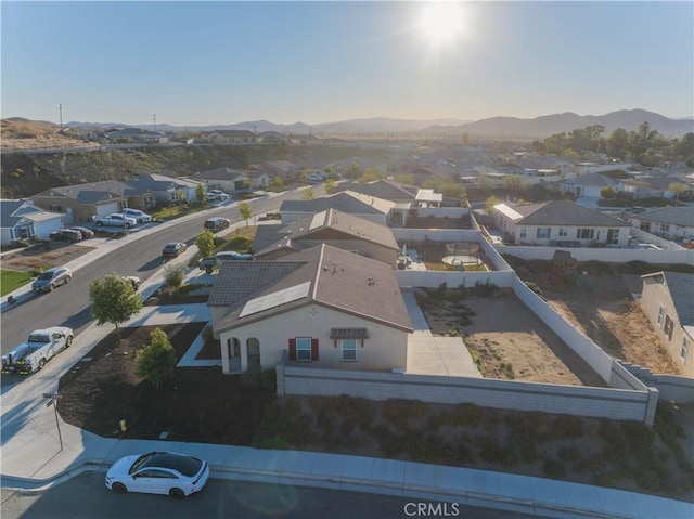 drone / aerial view featuring a mountain view