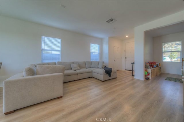 living room featuring light hardwood / wood-style flooring