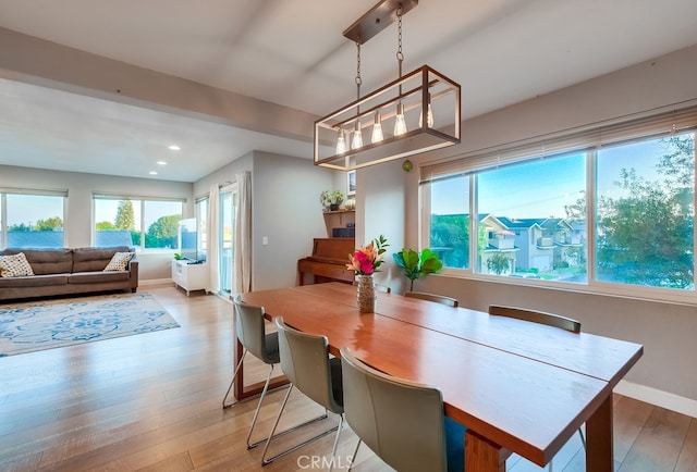 dining space featuring light hardwood / wood-style flooring