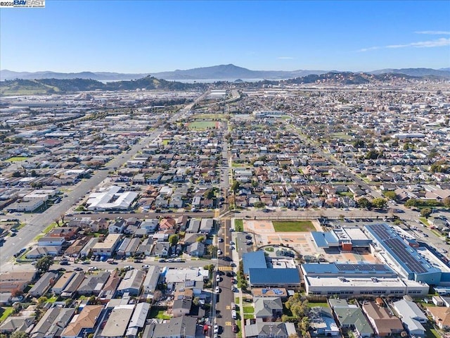 aerial view with a mountain view