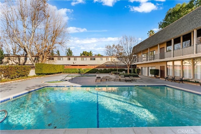 view of pool featuring a patio