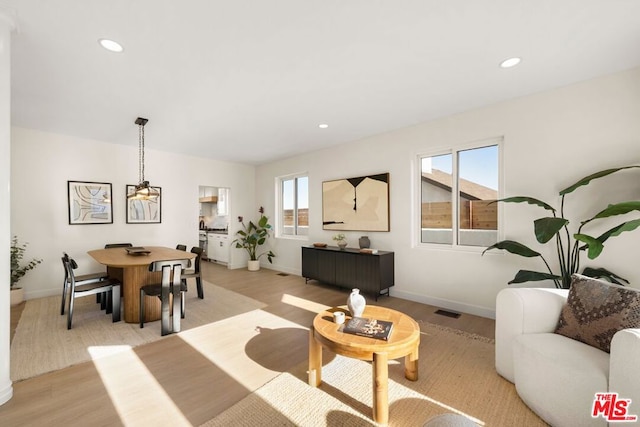 living room featuring light hardwood / wood-style flooring