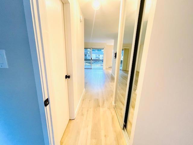 hallway with light wood-type flooring