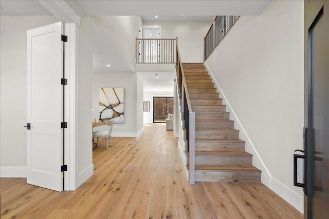 foyer with light hardwood / wood-style flooring