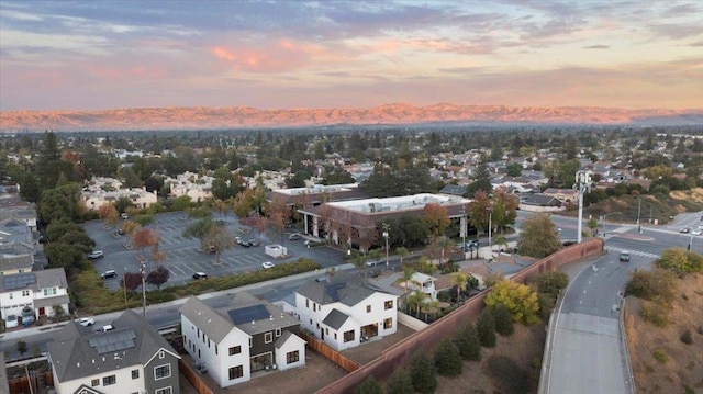 view of aerial view at dusk