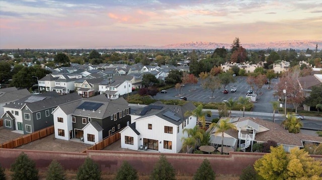 view of aerial view at dusk