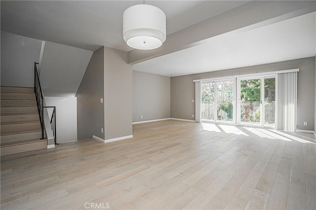 unfurnished living room featuring light hardwood / wood-style floors