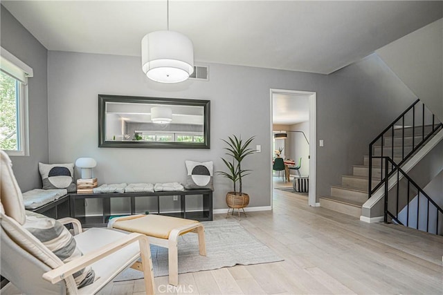 living area with light wood-type flooring