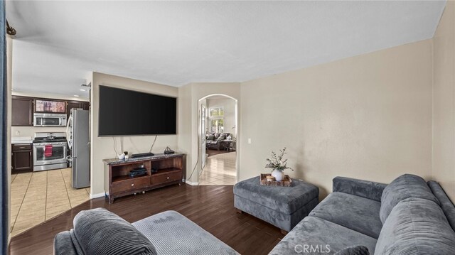 living room with wood-type flooring