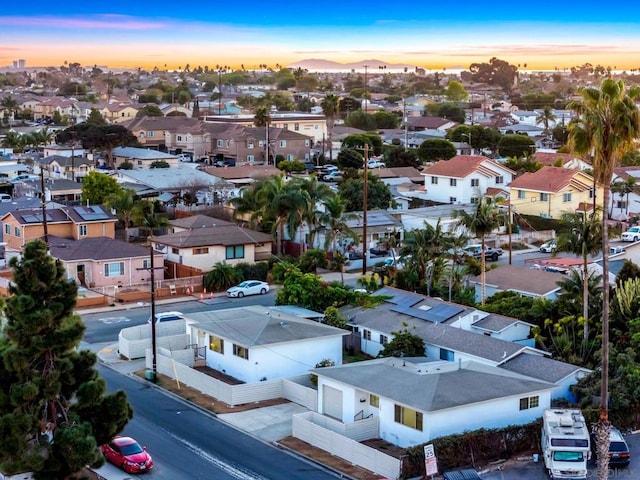 view of aerial view at dusk