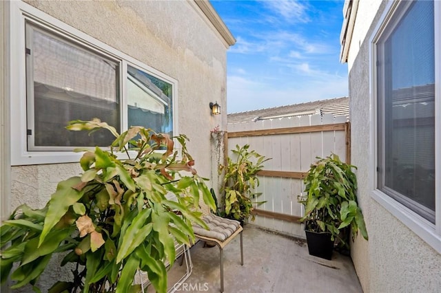 balcony with a patio area