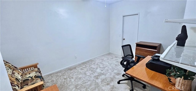 view of carpeted home office