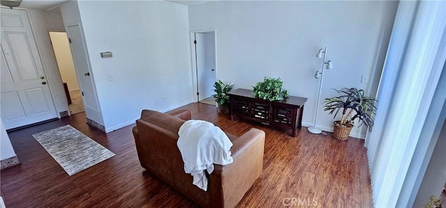 living room featuring dark hardwood / wood-style floors