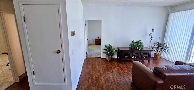 living room with dark wood-type flooring