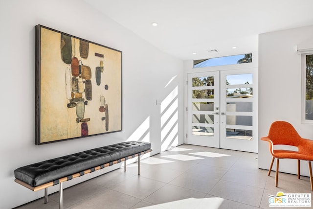 interior space featuring french doors