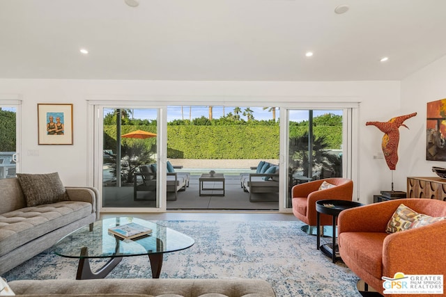 living room featuring a wealth of natural light