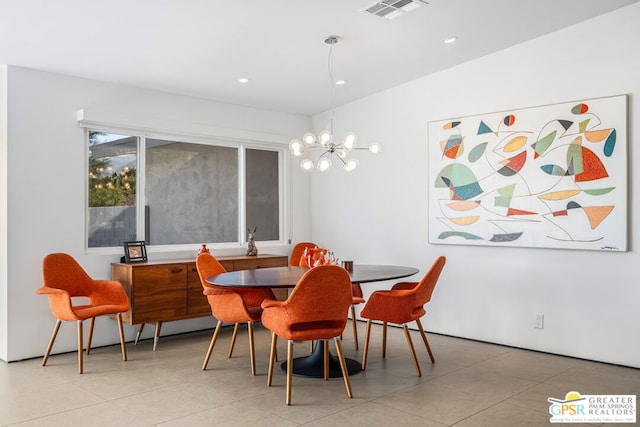 dining room featuring an inviting chandelier