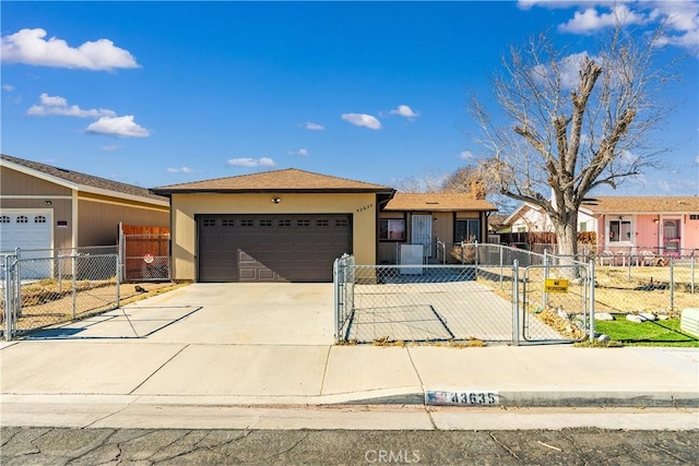 ranch-style home featuring a garage