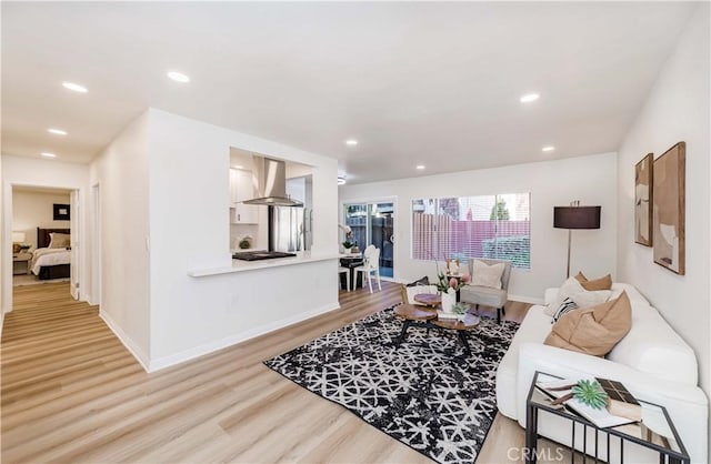 living room featuring light hardwood / wood-style flooring