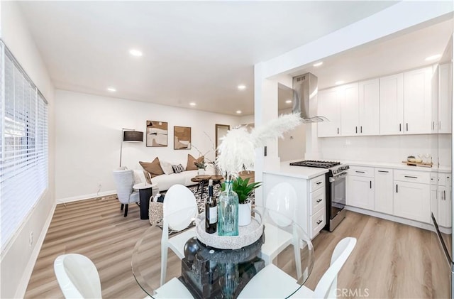 dining room with light hardwood / wood-style flooring