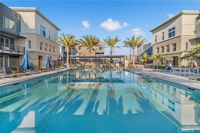 view of pool featuring a patio