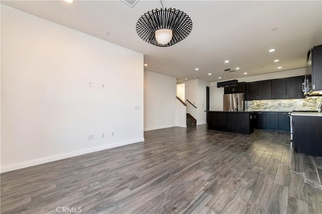 unfurnished living room featuring dark hardwood / wood-style floors