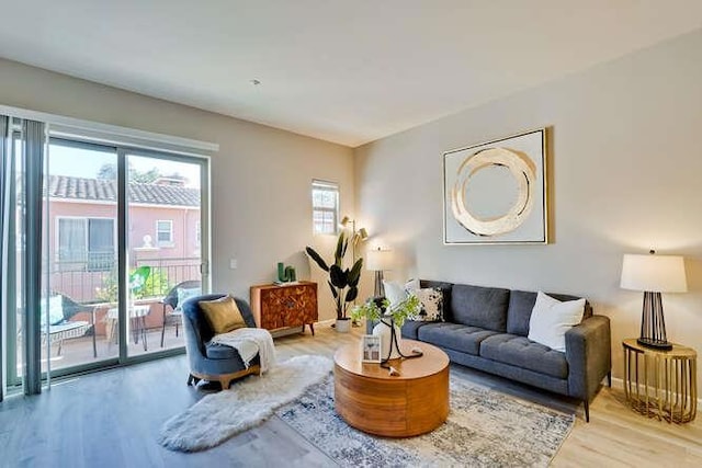 living room with light wood-type flooring