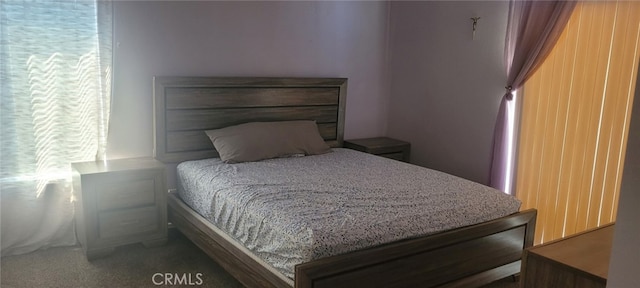 bedroom featuring multiple windows and carpet