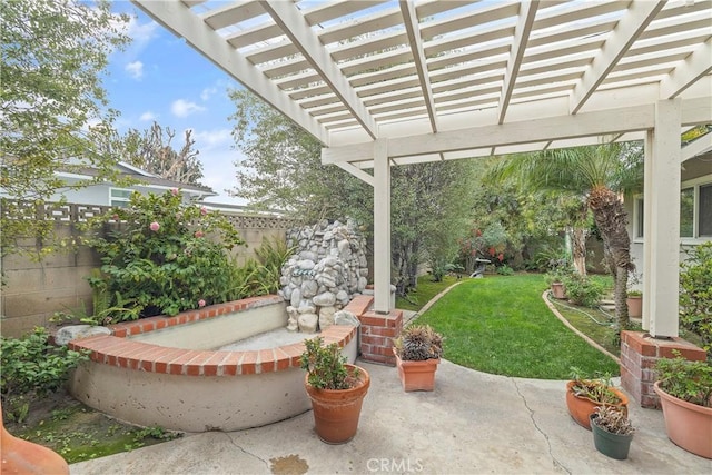 view of patio / terrace featuring a pergola