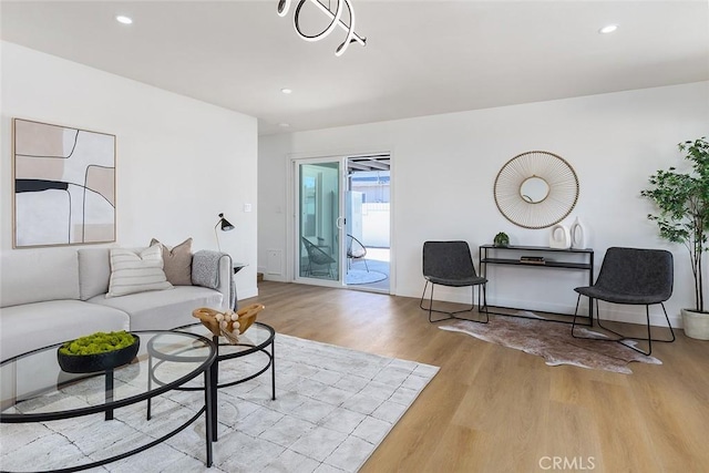 living room featuring light hardwood / wood-style floors