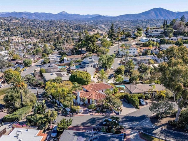 bird's eye view with a mountain view