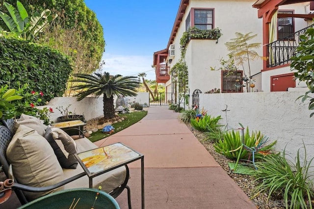 view of community featuring a patio