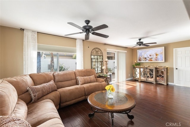 living room featuring dark hardwood / wood-style floors