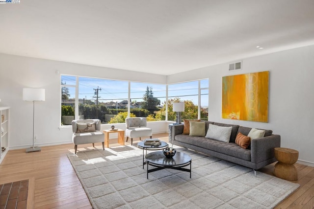 living room featuring light hardwood / wood-style flooring