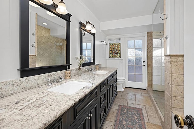 bathroom featuring toilet, vanity, and a healthy amount of sunlight