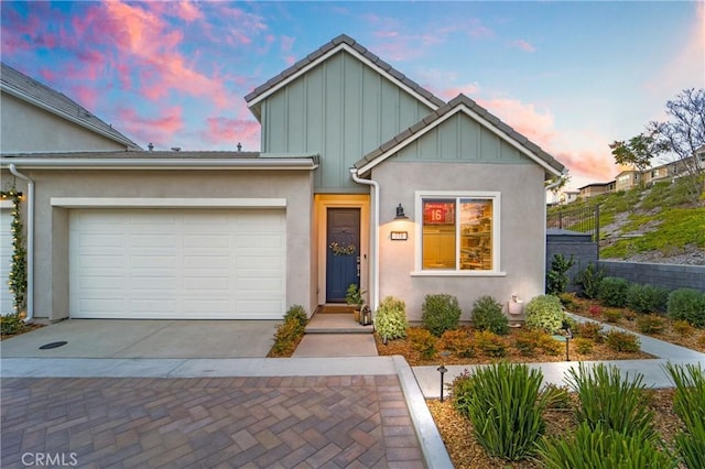 view of front of house with a garage