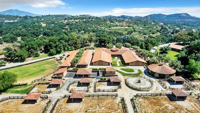 birds eye view of property featuring a mountain view