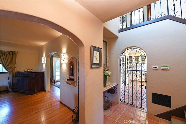 entrance foyer featuring wood-type flooring