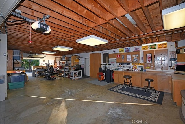 garage with a garage door opener