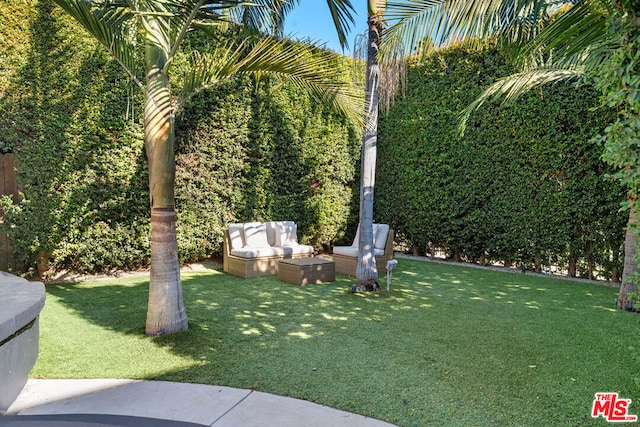 view of yard with outdoor lounge area