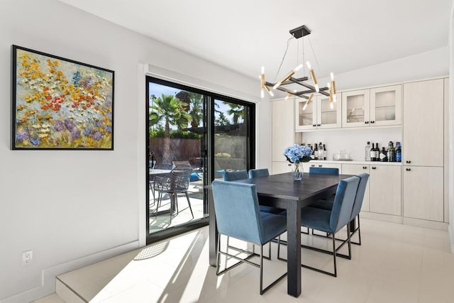 dining area with a chandelier