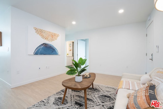 living room featuring light wood-type flooring