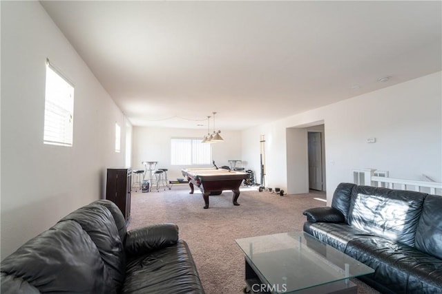 playroom featuring carpet flooring and billiards