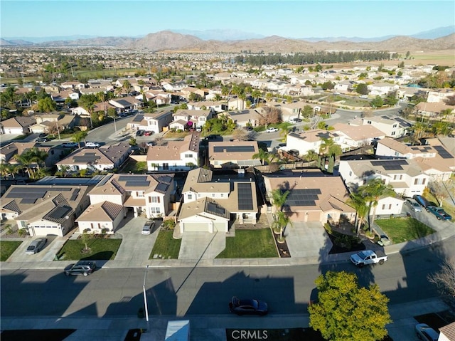 drone / aerial view with a mountain view