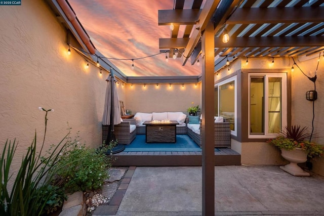 view of patio / terrace with a pergola and an outdoor hangout area