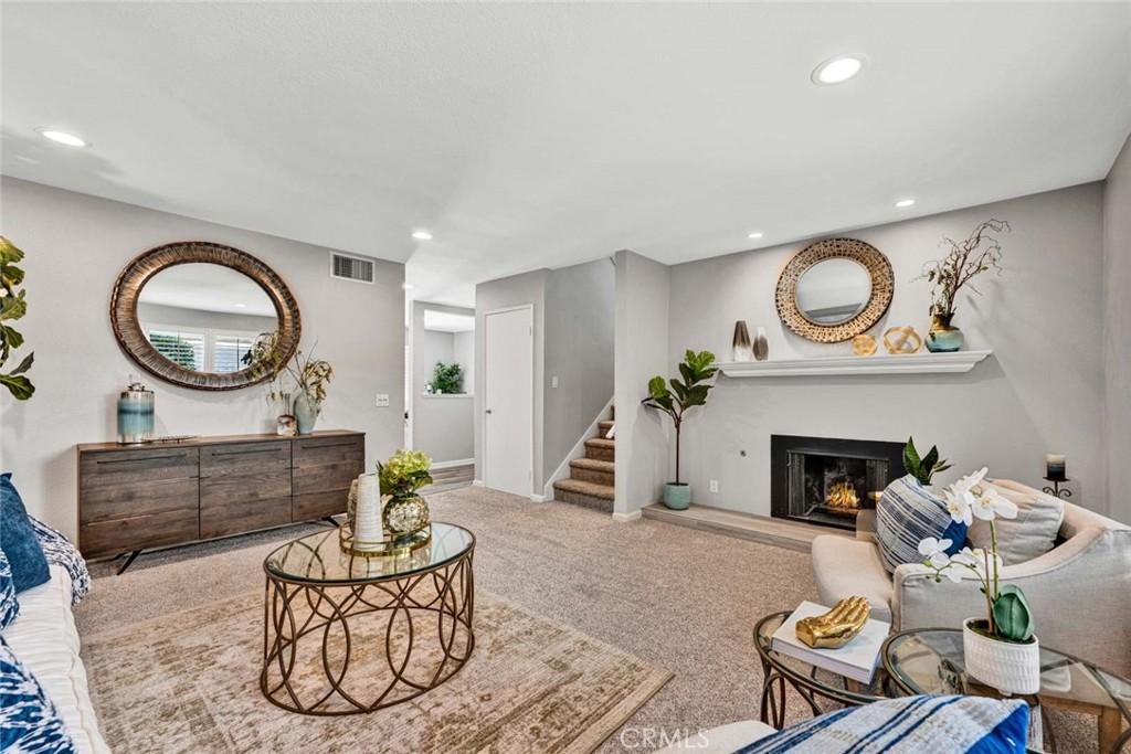 living room with carpet floors