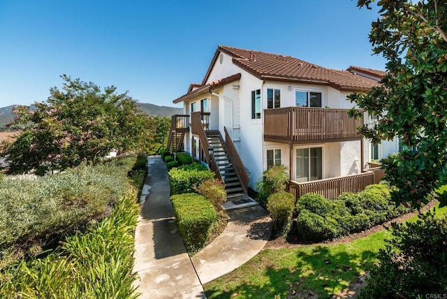 exterior space featuring a mountain view