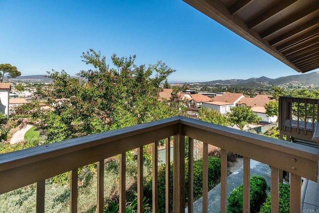 balcony featuring a mountain view